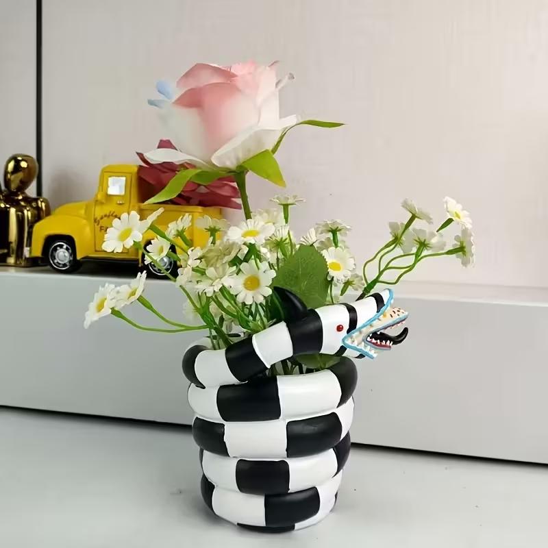1개입 흑백 뱀 모양 레진 화분 - 창의적인 DIY 스 - Snake Plant Ceramic 리뷰 및 가격