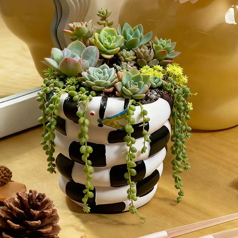 1개입 흑백 뱀 모양 레진 화분 - 창의적인 DIY 스 - Snake Plant Ceramic 리뷰 및 가격