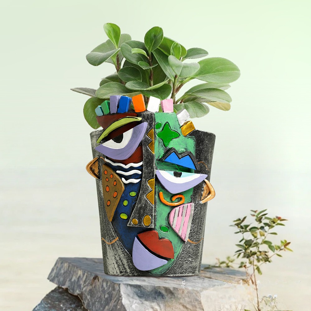 추상적인 얼굴 모양 화분 피카소 스타일 독특한 머리 모 - Snake Plant Ceramic 리뷰 및 가격
