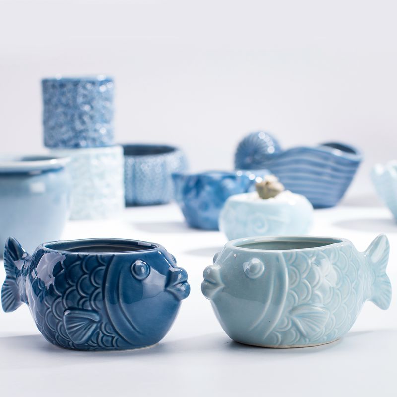 유럽 ​​스타일의 귀여운 다육 화분 도자기 블루 피쉬  - Snake Plant Ceramic 리뷰 및 가격