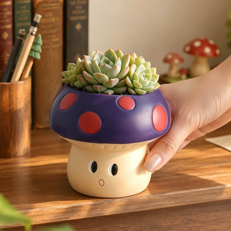 귀여운 만화 버섯 모양 레진 다육식물 화분 미니 선인장 - Snake Plant Ceramic 리뷰 및 가격